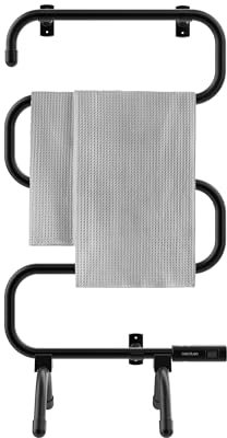 Cecotec Radiador Toallero Eléctrico Bajo Consumo ReadyWarm 5000 Towel Black. Seca Toallas 100 W, Indicador de Luz, Sistemas de Seguridad, Protección IP24, Montaje en Suelo o Pared, Ideal para Baños