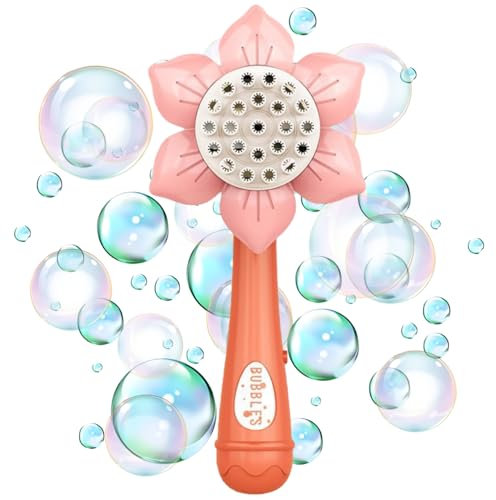 Sonnenblumen-Bubble-Maschine Badeschaumgebläse Maschinen Seifenblasenstäbe Badespielzeug Elektrischer Seifenblasenstab Blasende Blase Elektrisches Gebläse Nebel (Rosa)