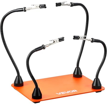 VEVOR Magnetic Helping Hands Soldering Station, 4 Flexible Arms Third Hand Tool, with Alligator Clips & Non-Slip Heavy-Duty Steel Base, Soldering Helping Hands for Electronic Repair Craft Hobby DIY
