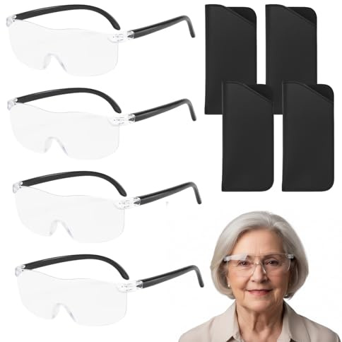 300%, 500%, 800%, 1000%, 4PCS Magnifying Glasses, Magnifying Glasses for Reading, Magnifying Glass With Light For Close Work And Crafts, Hands-Free Magnifying Spectacles With Illumination
