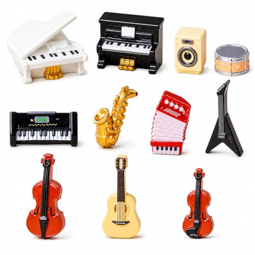 AUEFUDQ 11 Pièces Miniature, Décoration De Modèle D'Instrument De Musique Miniature, Cadeau pour Les Amateurs De Violon, Maison de poupée Accessoires de Jeu