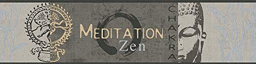 A.S. Création Kantåre cocktail bård meditation zen wellness 5,00 m x 0,13 m brun grå metallisk tillverkad i Tyskland 943141 94314-1
