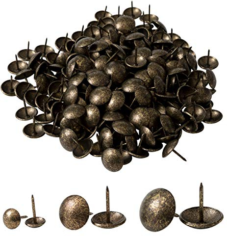 IPEA Tachuelas de tapicería – 500 unidades – Tachuelas decorativas para muebles – Alfileres de metal para sillones – Color dorado envejecido – 9 x 12 mm