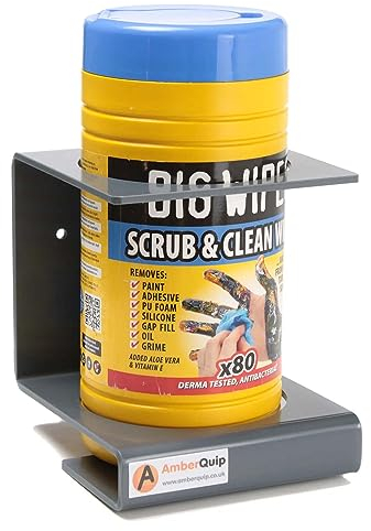 Hand wipe holder for containers up to 120mm diameter. Ideal for Van storage, workshop, Garage. Grey PVC. 100% RUSTPROOF