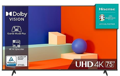 Hisense 75 UHD 4K 2023 75E63KT, Smart TV VIDAA U6, Dolby Vision, HDR 10+, Game Mode Plus, Alexa Built-in, Tuner DVB-T2/S2 HEVC 10, lativù 4K