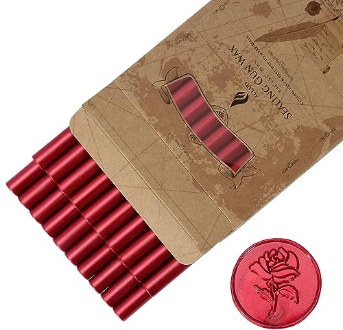 20PCS Standard Glue Gun Sealing Wax, Sealing Wax Sticks - Ideal for Wedding Invitations, Letters, Envelopes, Cards and Crafts, Work with Standard Glue Guns(Pearlescent Crimson Red)