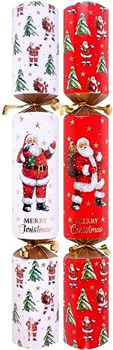 Harvey & Mason - 10 Large Luxury Eco Christmas Cracker - Red & White - Santa