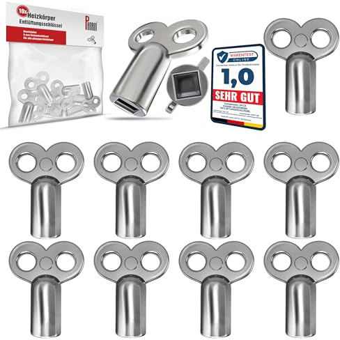 Phorin® Lot de 10 clés de purge de chauffage - Universelles pour tous les radiateurs - 5 mm - Aérateur robuste et stable