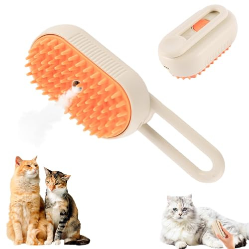 Dampf Katzenbürste, Tierhaarentfernungskamm mit Wassertank, 3in1 Dampf Katzen Bürste, Katzenbürste mit Dampf, für Massage,Pflege und Haarentfernung (Kaffeefarbe)