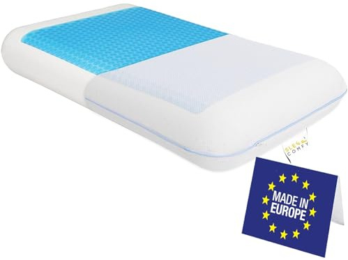Sleep COMFY Lyx XL minnesskum gel kylande kudde (zommer och vinter) Oeko-TEX ortopedisk nackkudde, kylkudde, gelkudde för sidosovare, kylkudde