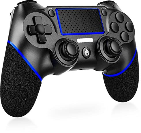 Wireless Controller für PS-4, Gamepad Joystick Controller kompatibel mit P4/Pro/Slim/PC, Dual-Vibration, Audio, Hochpräzises Touchpanel, 6-Achsen-Gyrosensor, 360°-Joystick-Gamecontroller -Blau