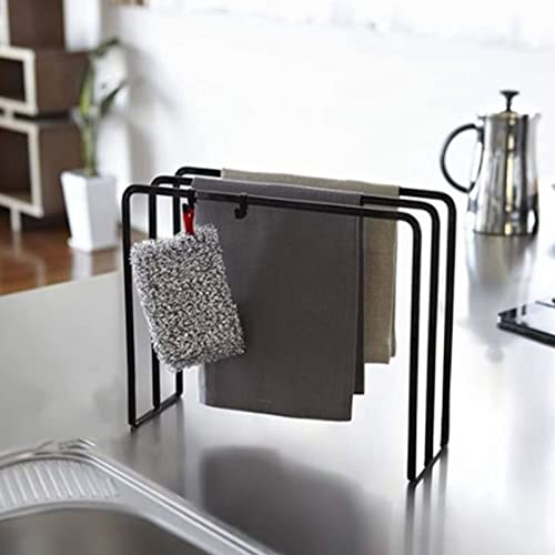 Stendino per canovaccio da appoggio da cucina, portasciugamani in ferro porta asciugamano portasciugamani portaoggetti per strofinaccio per bagno da appoggio della cucina (Nero)