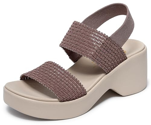 Skechers Sandali da donna Cali Day con zeppa, Marrone, 40 EU