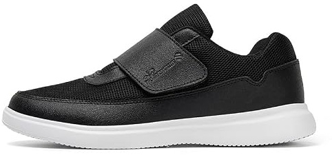 Générique Chaussure homme scratch confortable Chaussures orthopédiques Basket Scratch DiabéTique Sans Lacets de sport à enfiler Orthopédiques Pied Large Orthopedique(Black,46 EU)