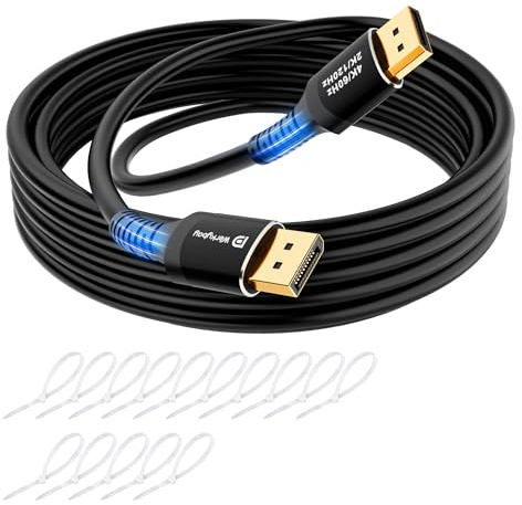 Werkybay 4K DisplayPort-kabel M/M 5 m, VESA-certifierad, DP 1.2-kabel, 4K@60Hz, 2K@120Hz, 1080p Full HD, för bärbar dator, PC, för spelskärm, TV, svart