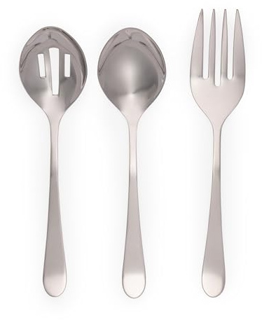 Ensemble de couverts de service 3 pièces Salter - Dalton, Acier inoxydable 18/10, Cuillère perforée, Cuillère pleine, Fourchette à servir, Salade, Passe au lave-vaisselle, 24 cm, Finition miroir