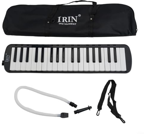 Juego de melodica de 37 teclas para principiantes, incluye bolsa de transporte, dos boquillas para un juego versátil, colores brillantes, diseño ligero, adecuado para estudiantes, fácil de llevar para