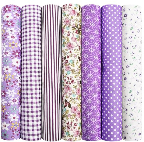 Aucuu 7er Set Baumwollstoff Paket, 50 x 50cm Stoffe zum Nähen, Patchwork Stoffe, Patchwork zum Quilten, Stücke Paket zum Quilten, DIY Basteln Handwerken, Puppenkleidung
