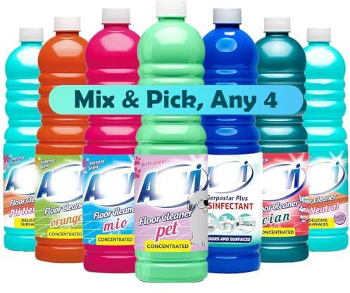 Mix & Match Any 4 Spanish Cleaning Products Bundle 1L – Floor Cleaner, Disinfectant, Cian, Gerpostar Plus, Mio, Orange, Pet Safe, PH Neutral, Household Multipurpose Cleaner