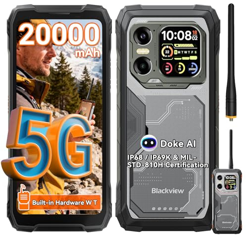 Blackview XPLORE 1 WT Rugged Smartphone 5G, 20000mAh Smartphone Rugged, 36GB+256GB, 6,78 FHD+ & 2,01 120Hz Android 15, IP69K, 64MP+50MP+20MP, NFC/OTG/GPS/AI