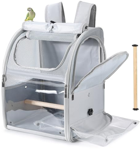 SUERTREE Bird Transport Box, Portable Transparent Travel Cage with Stand for Budgies