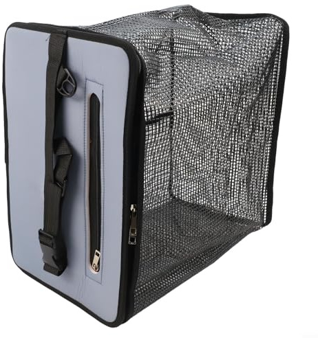 Gdfnmogo Panier de pêche flottant pour rangement d'appâts vivants – Piège à poisson pliable avec maille PE de 4 mm, couvercle flottant, double fermeture éclair, design pliable (99 x 63 x 106 cm)
