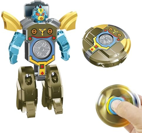 UYVPAER Robot Fidget Spinner Transformable 2 En 1 | Jouet Sensoriel Anti-Stress, Figurine Robot Miniature À Transformer Pour Enfants Et Adultes | Jouet Hand Spinner Cool De Voyage Pour Enfants De 3 An