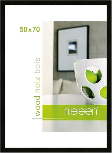 nielsen Essential Wooden Picture Frame - Black 50x70cm - with Float Glass and Easy Push-Turn Clips
