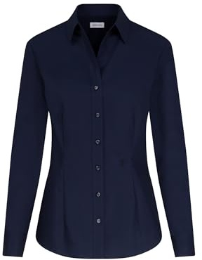 Seidensticker Women's Blouse - Shirt Blouse - Slim fit - Long Sleeve - Plain - 100% Cotton