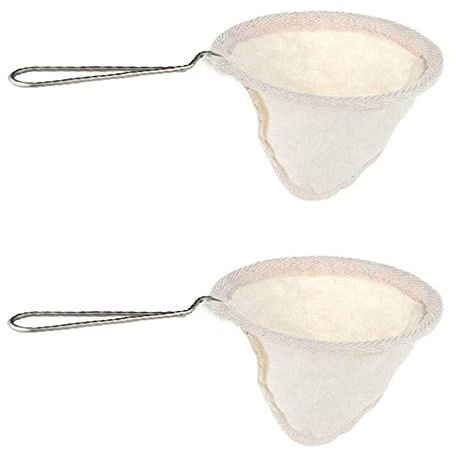 2Pcs 4-Inch Stainless Steel Handle Reusable Coffee Tea Sock Filters | Reusable flannel coffee and tea filters with stainless steel handles, easy to use and clean for home, office and café brewing