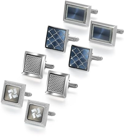 Wynameleri Father of The Bride Gifts Cufflinks for Men, Fathers Day Present best Man Silver Cufflinks for Men Wedding, Personalised Cufflinks Mens Set Black & Silver