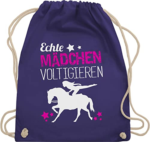 Turnbeutel Rucksack - Pferde - Taschen - Echte Mädchen voltigieren - Unisize - Lila - voltigiertasche stalltasche pferd pferdeliebhaber volti beutel voltigierbeutel pferdebeutel pferdespruch horses