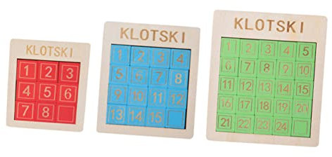 Toyvian Digital Huarong Road Toys - Sliding Number Puzzle Game for Kids - Wooden Educational Toys for Family Interactive Play - 3Pcs Set