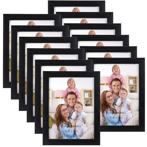 Giftgarden 12 Stück Bilderrahmen Set 15x20 cm, Schwarz Fotorahmen für 20x15cm Fotos oder Bilder, Wand- oder Tischaufsteller für Wohnzimmer Schlafzimmer Büros