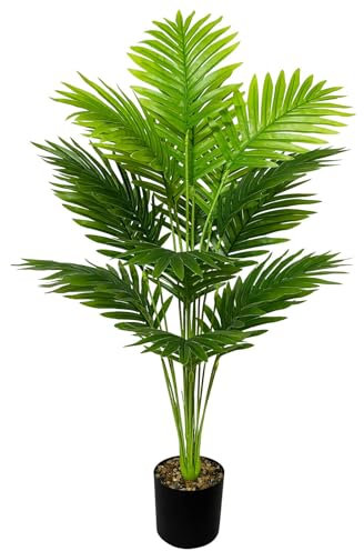 AIVORIUY künstliche Pflanzen wie Echt Areca Palme kunstpflanze im Topf Groß Gefälschte Kunstbaum für den Innen- und Außenbereich Wohnzimmer Schlafzimmer Büro Dekoration (80cm Grüne Palme)