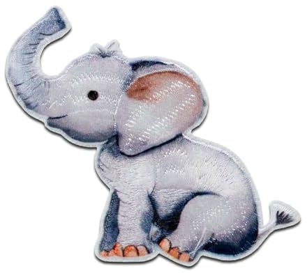 Elefant - Aufnäher, Bügelbild, Aufbügler, Applikationen, Patches, Flicken, zum aufbügeln, Größe: 6,5 x 7 cm