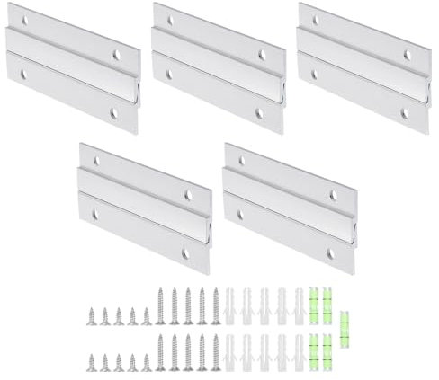 sourcing map 10 Paar französische Bilderaufhänger, 10,2 cm, robustes Aluminium, Z-Stangen-Clip, ineinandergreifende Wandhalterung, Aufhänger-Set zum Aufhängen von Spiegel-Bilderregalen