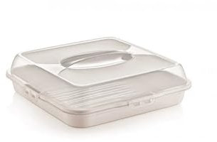 Stolmet Cake Box, Plastic Clear Cake Carrier, Reusable Storage Container for Cupcakes, Muffins or Cakes, Many Styles, Ideal for Transporting Pastries, Cake Box with Lid (Mocha Square)