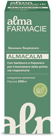 AlmaCalm Alma Farmacie, Sciroppo per Tosse ad Azione Lenitiva, Con Ingredienti Naturali, Malva, Sambuco e Papavero, Anche per Bambini, Bassa Concentrazione di Zuccheri, 200 ml