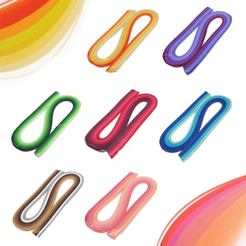 840 Pcs Quilling Paper Strips - 42 Colors, 53cm x 3mm Paper Strips with Slotted Tool for Paper Crafts, Quilling Art, and Card Making