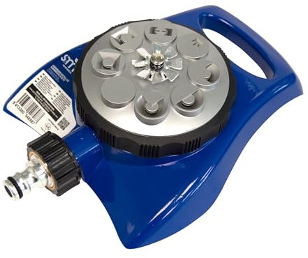 S&M 548987 - Arroseur de Surface 8 Jets en métal Bleu, avec raccord Automatique pour tuyaux | Sélecteur Rotatif en Aluminium avec 8 Jets pour Personnaliser Le Type d'arrosage