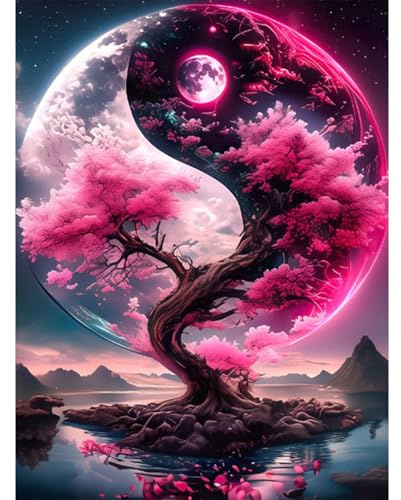 RICUVED 5D DIY Albero Diamond Painting Kit Completo, Paesaggio Quadro Diamant Painting,Animato Pittura Diamante Strass Ricamo a Punto Croce Painting per Decorazioni Casa 30X40cm