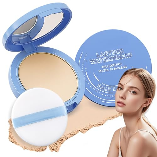 Pressed Setting Powder Compact, Ivory Shade, Translucent Matte Finish | Lightweight powder, shine control, pore blurring effect, for mature skin, mirror and puff included, ideal for daily touch ups