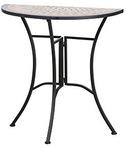 Siena Garden 380835 - Prato semicírculo Hierro Mesa óptica con Mosaico, 70 cm, Multicolor