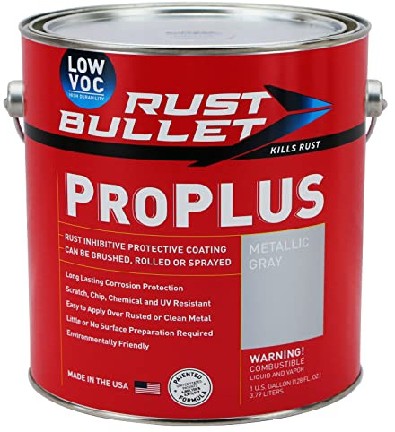 RUST BULLET ProPLUS - Metallic Gray - 1 Gallon - Low VOC Rust Inhibitor & Protective Coating, UV Resistant, Durable, Long-Lasting Corrosion Control for Metal