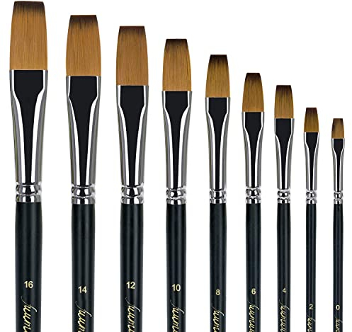 Pinselset., 9pcs nylon flat brush set