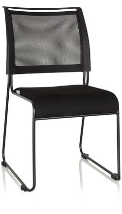 hjh OFFICE 760003 Siège Visiteur Padua V Tissu/Filet Noir Chaise avec Rembourrage Confortable, Multi-Usage, empilable