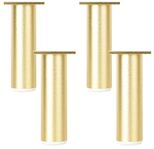 Möbelfüße Verstellbar, Möbelfüße Gold Möbelfüsse Aluminiumlegierung TV Schrank Füße Sofasfüße Couchtisch Beine, Eloxierte Oberfläche | Kunststoff-Pad, Ø38mm, 4× Tischfüße (100mm,Mattes Gold)