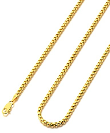 Waitsoul 925 Sterling Silver Box Chain Lobster Clasp 2mm 14K Gold Plated Chain for Women Men 14K Gold Plated Necklace Chain 16-30 Inches (24)