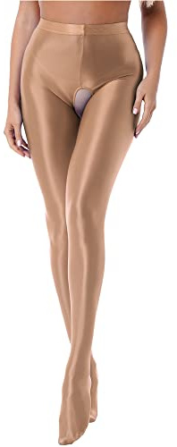 IEFIEL Toppfashionabel dam glänsande strumpbyxor ogenomskinliga silke strumpbyxor dansstrumpbyxor 70-talet strumpor dam formande strumpor olja strumpor glänsande storlek M-XL